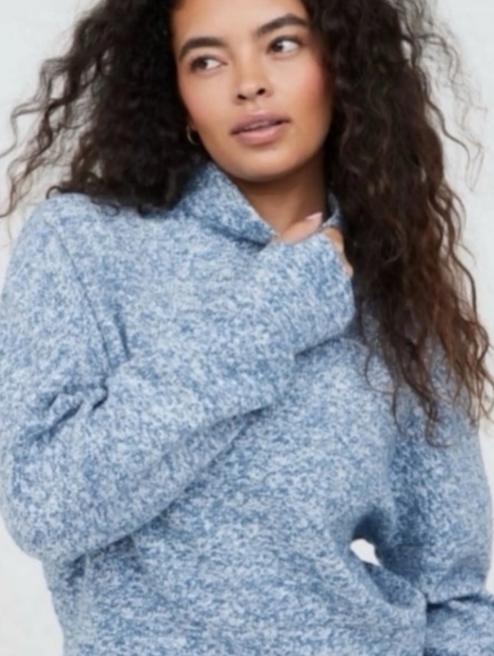 Offline By Aerie Snowday Mockneck Blue Textured Marled